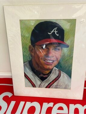Chipper Jones Atlanta Braves Portrait Print - Black & Red Cap
